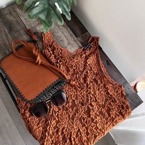American Eagle Burnt Orange Lacey Tunic Tank